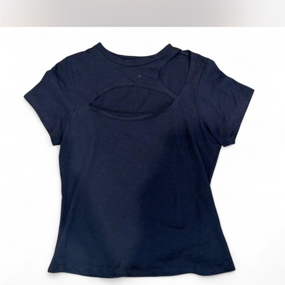 LNA Blue Short Sleeve Cut Out Tee